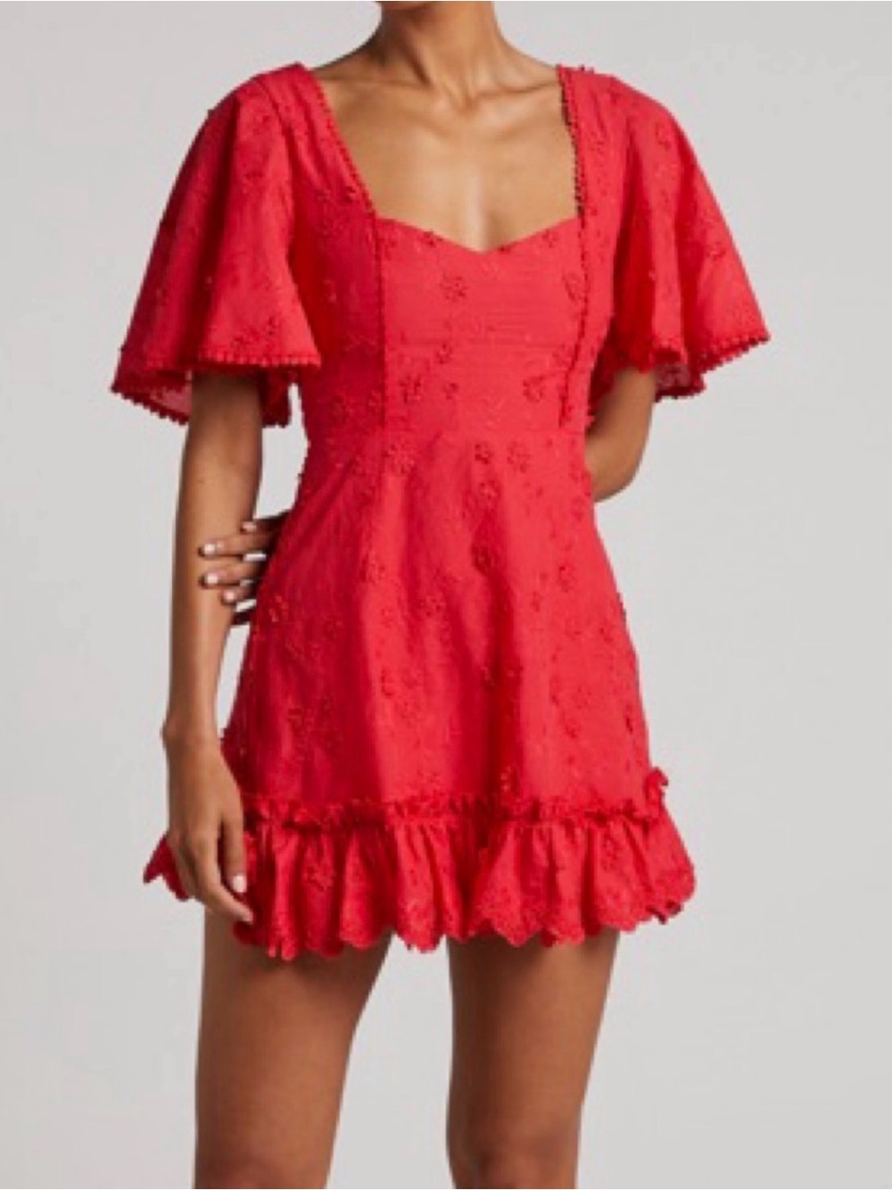 Showpo Red Embroidered Mini Dress